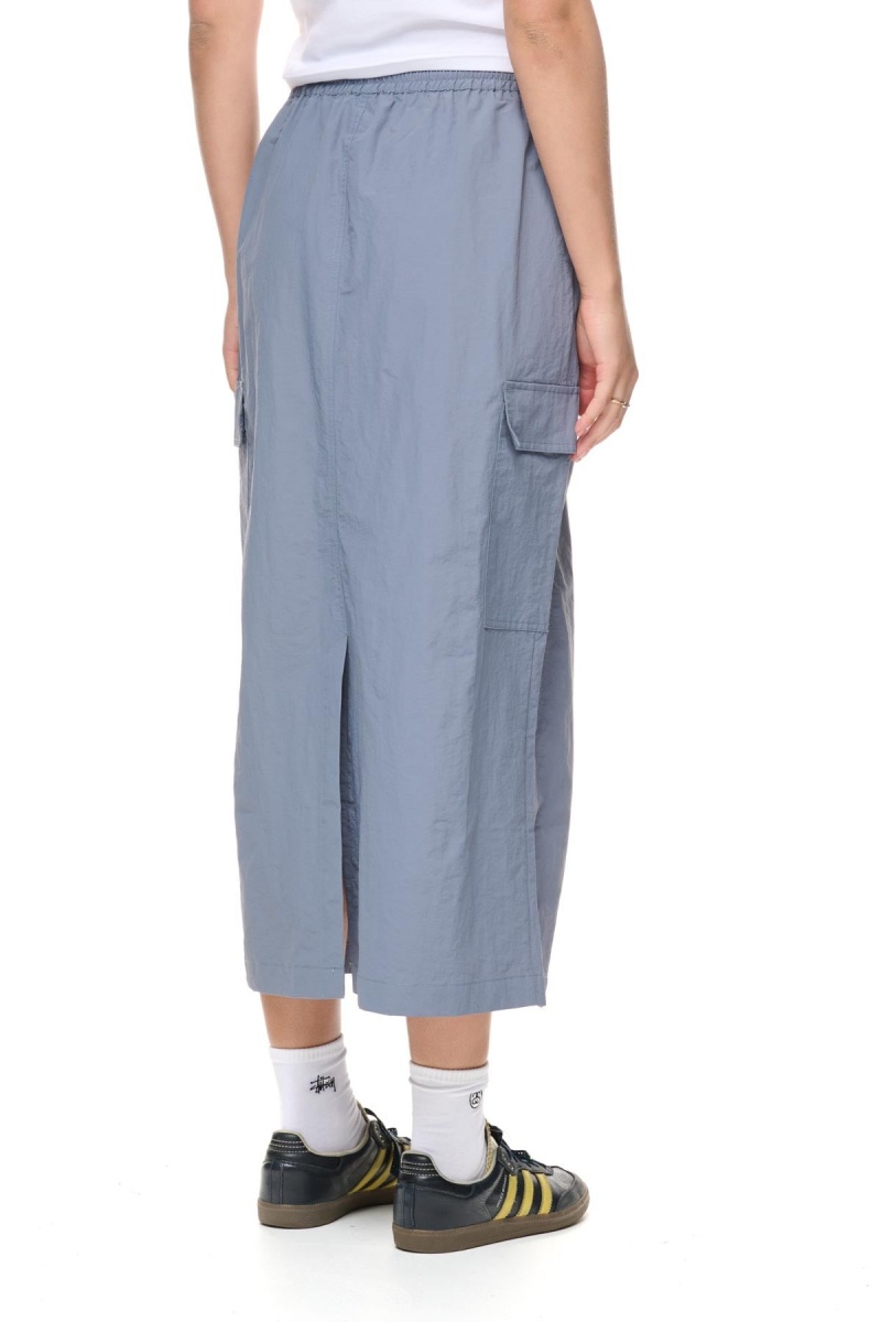 Steel Blue Stüssy Nylon Cargo Midi Skirt | IBTFDC-430