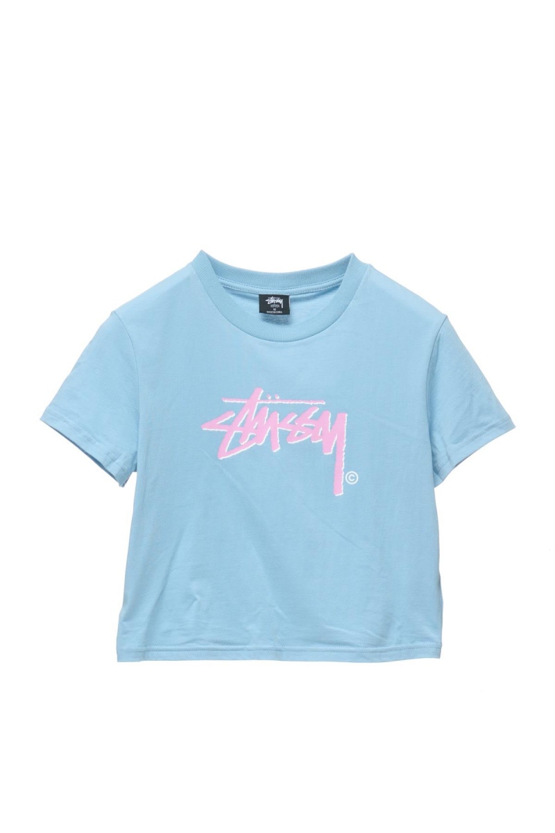 Steel Blue Stüssy Shadow Stock Slim Tee | DGUPSI-091