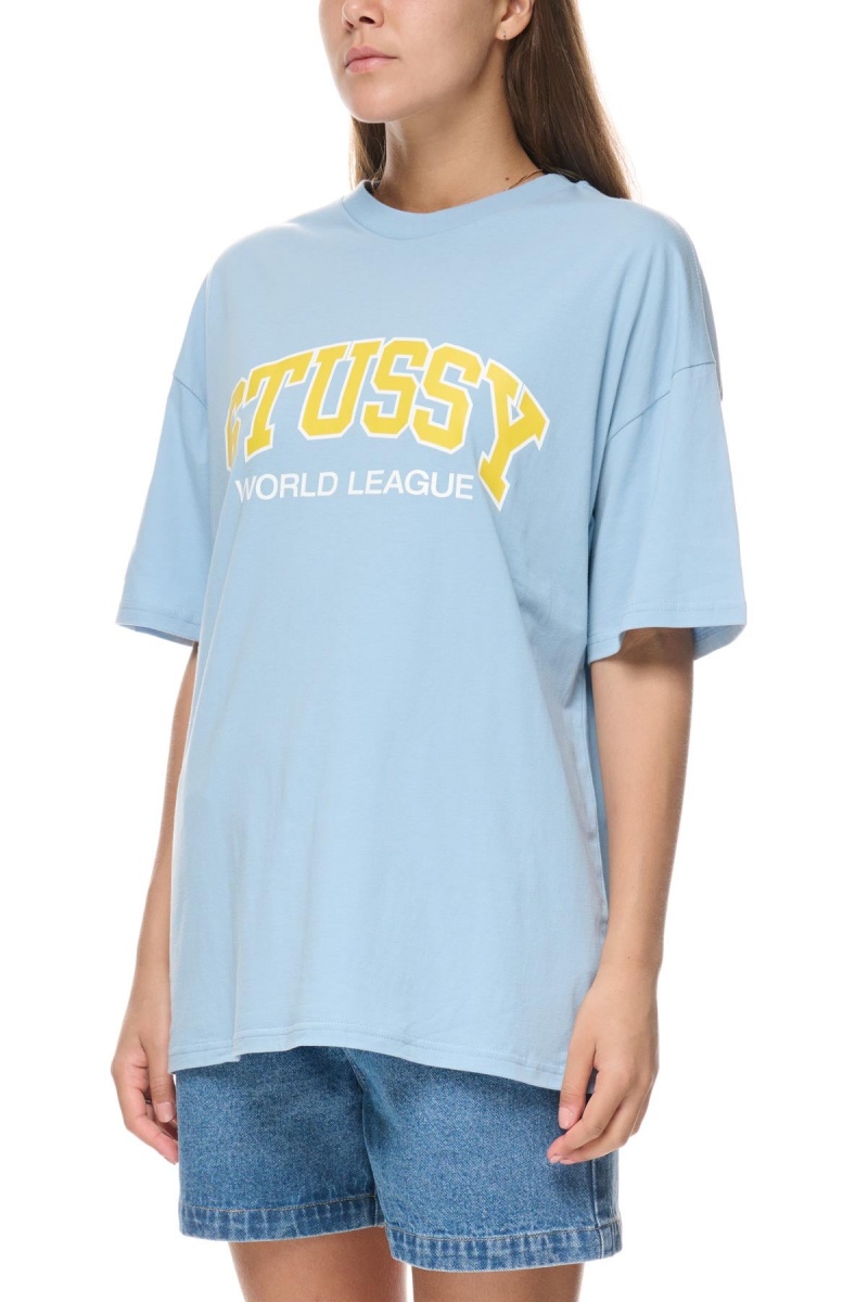 Steel Blue Stüssy World League Relaxed Tee | GYFAVI-103