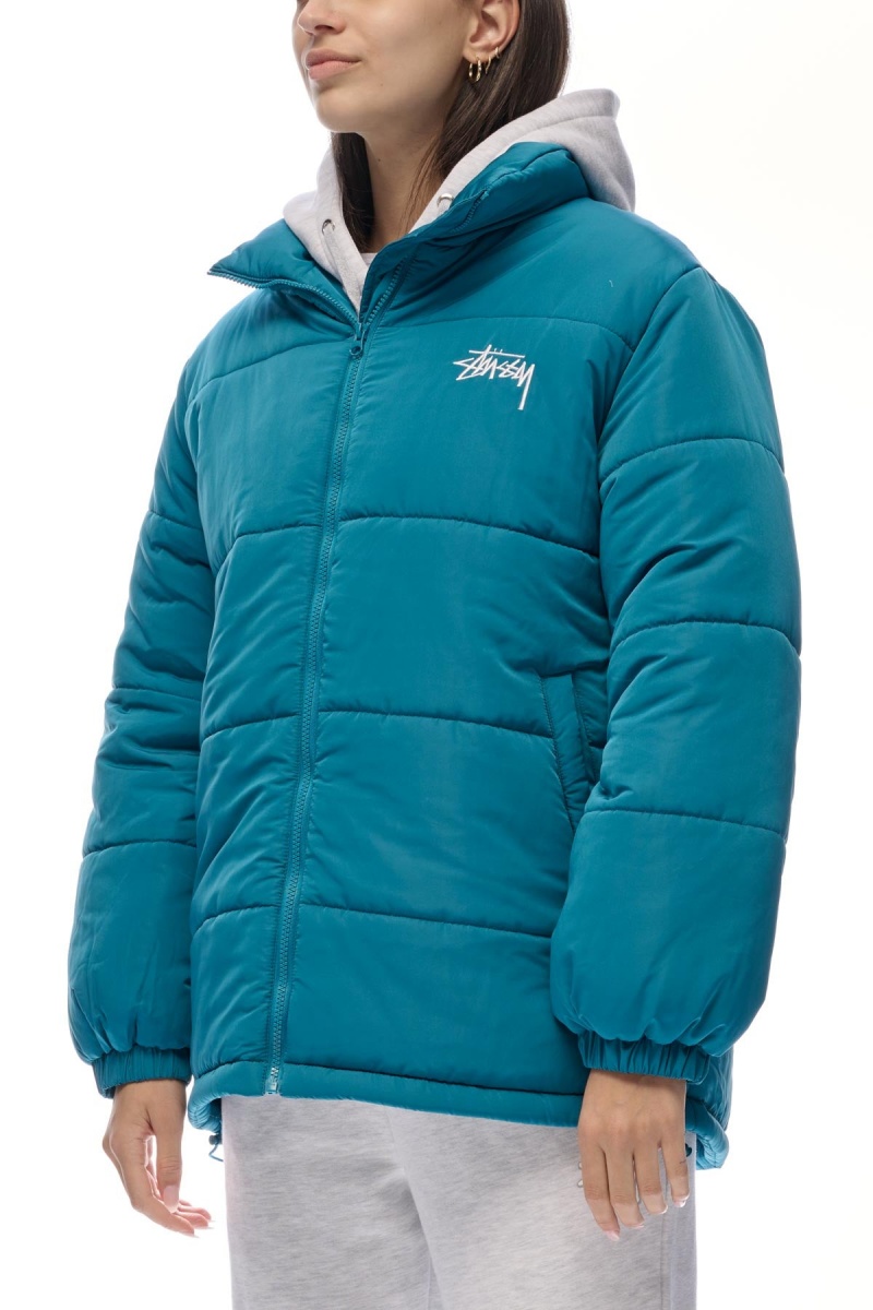 Storm Green Stüssy Stock Puffa Jacket | BWYRKG-502