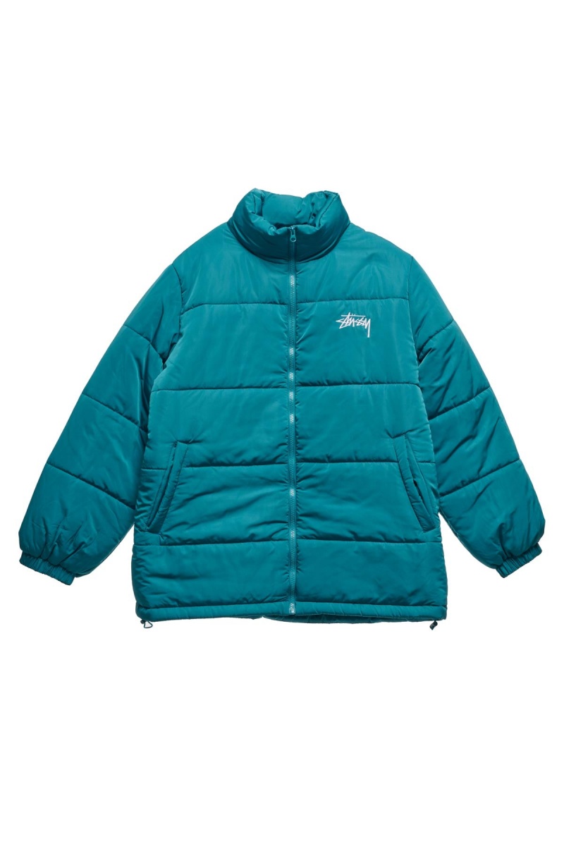 Storm Green Stüssy Stock Puffa Jacket | BWYRKG-502