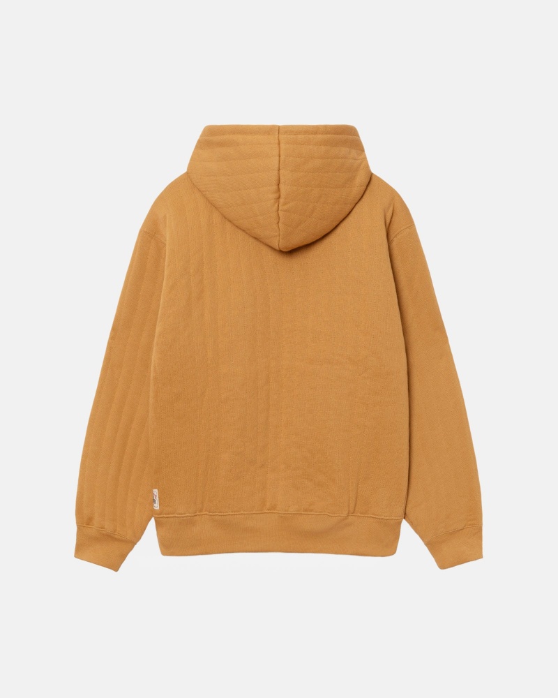 Tan Stüssy Vertical Quilted Zip Hoodie | LTBC3-9456