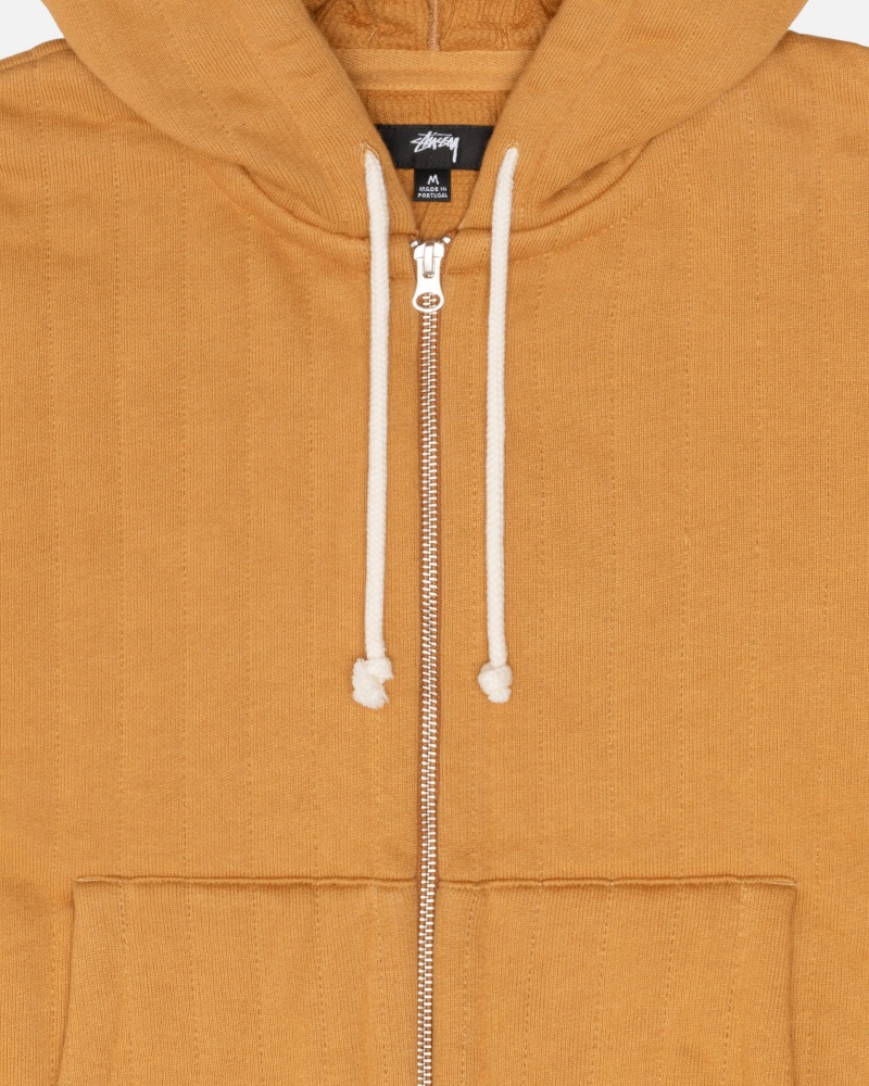 Tan Stüssy Vertical Quilted Zip Hoodie | LTBC3-9456