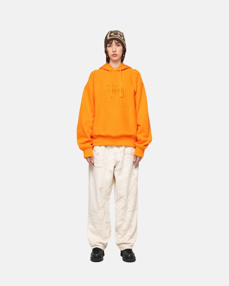 Tangerine Stüssy Basic Applique Hoodie | YZMW3-8517