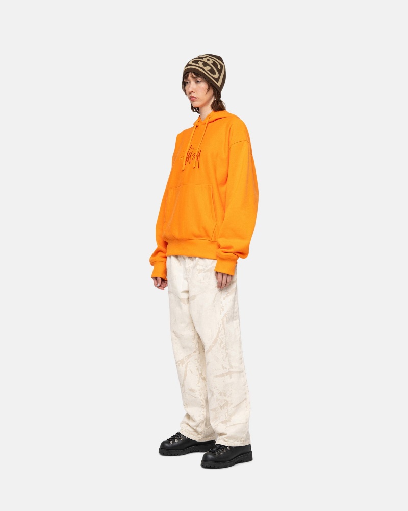 Tangerine Stüssy Basic Applique Hoodie | YZMW3-8517