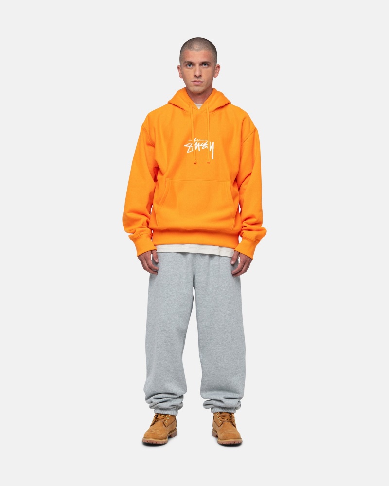 Tangerine Stüssy Stock Logo Applique Hoodie | BPDO9-1743