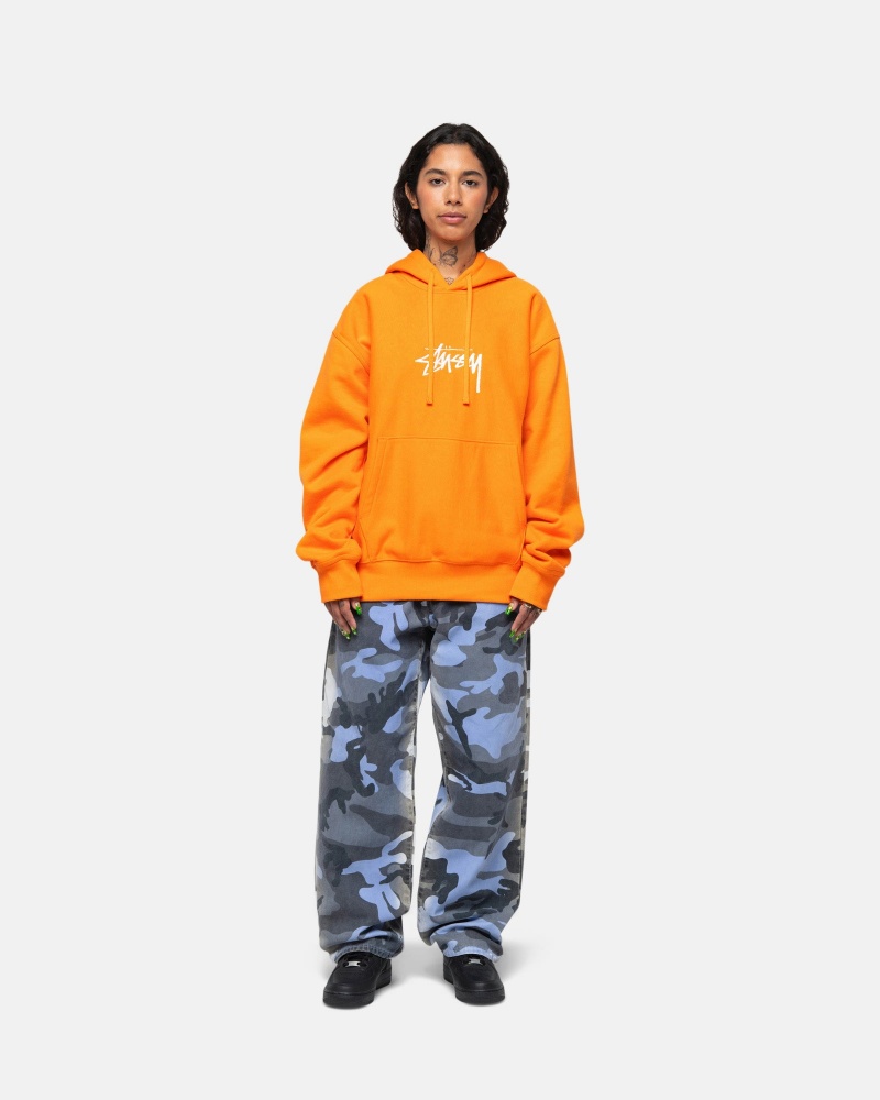 Tangerine Stüssy Stock Logo Applique Hoodie | BPDO9-1743