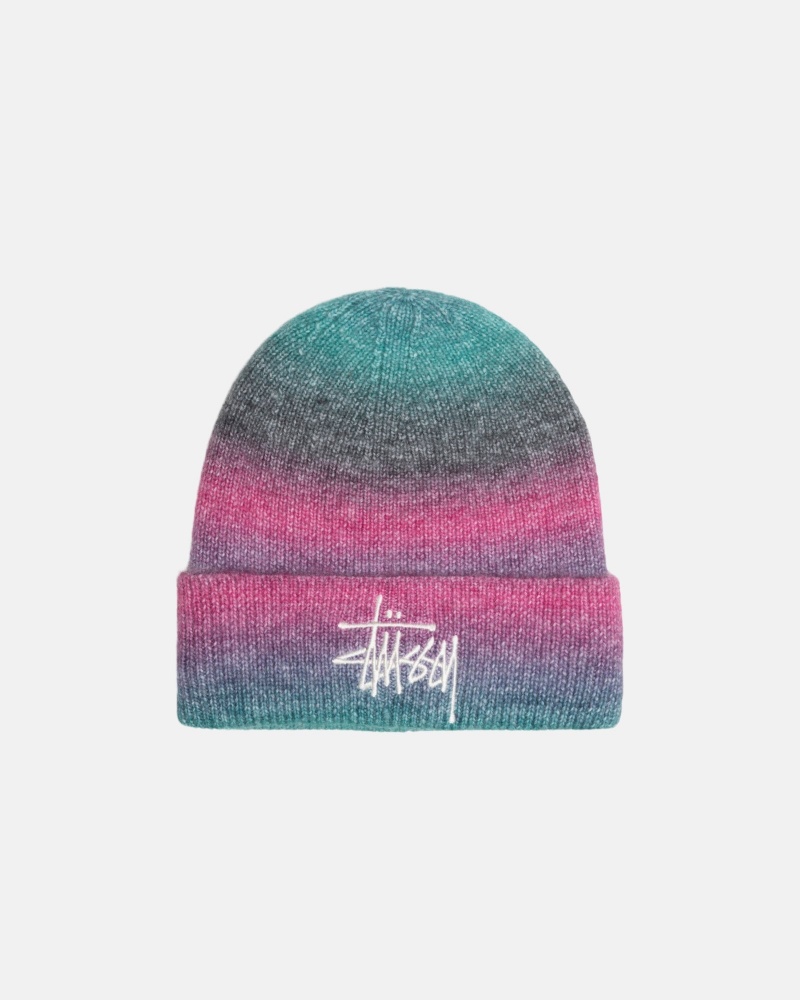 Teal Multi Stüssy Cuff Beanie Spray Stripe | ATFK-83462