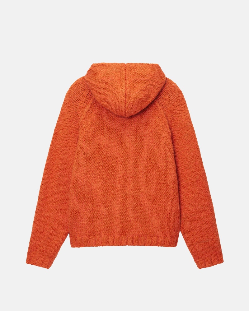 Terracotta Stüssy Chunky Knit Zip Hoodie | SGDU-40951