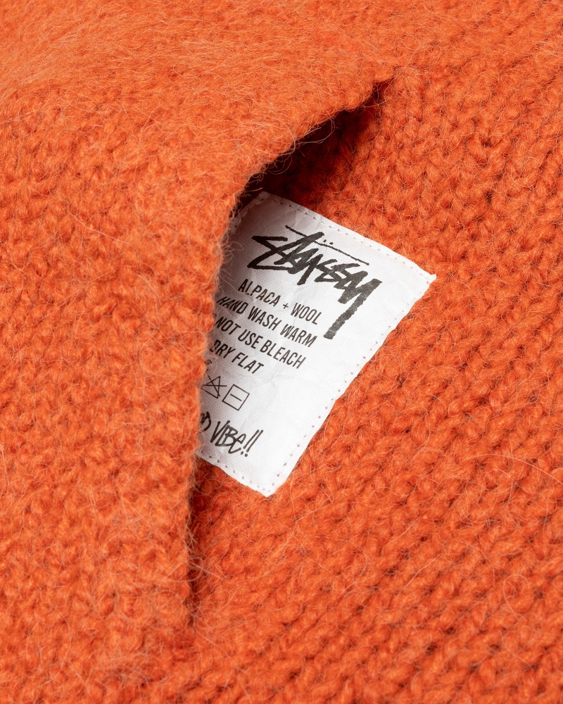 Terracotta Stüssy Chunky Knit Zip Hoodie | SGDU-40951