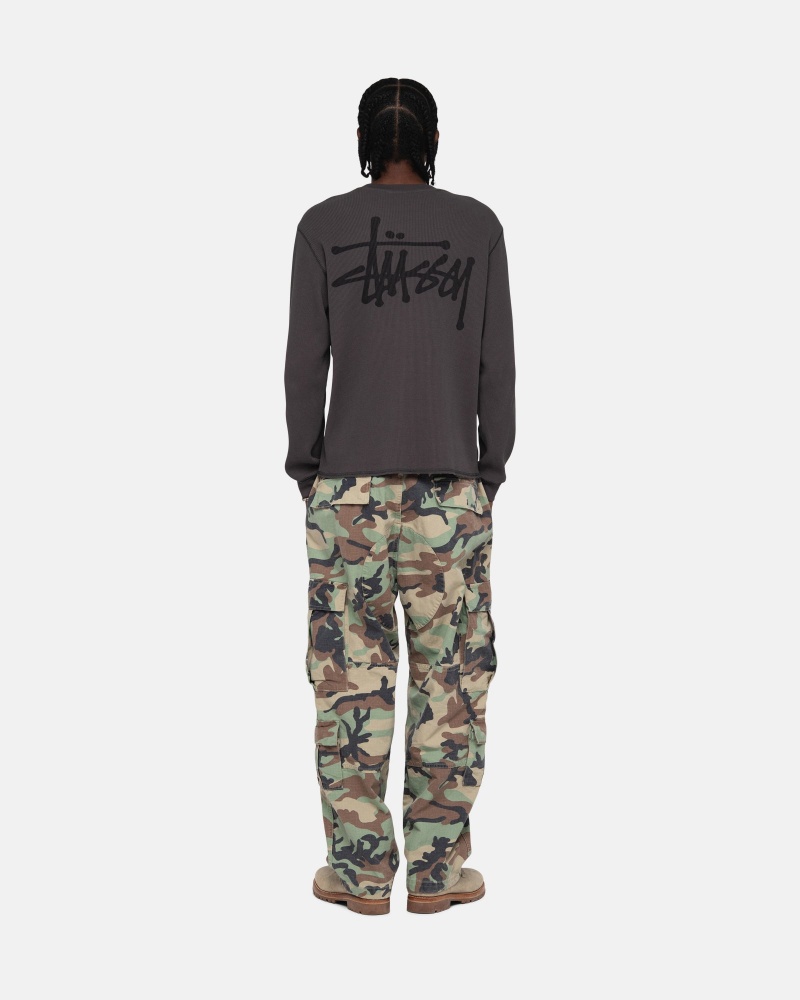 Washed Black Stüssy Basic Stock Ls Thermal | JXZE1-9065