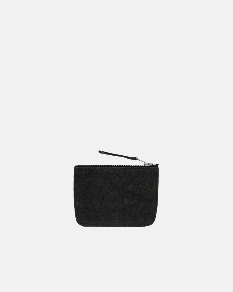 Washed Black Stüssy Canvas Coin Pouch | ACGS-86324