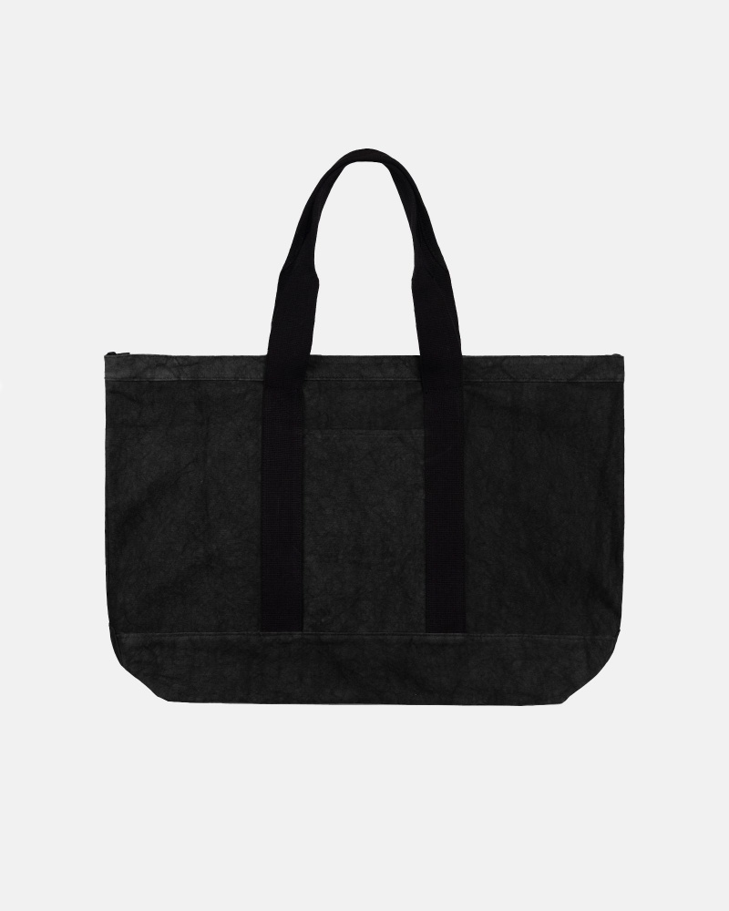 Washed Black Stüssy Canvas Extra Large Tote Bag | DZSN8-0675