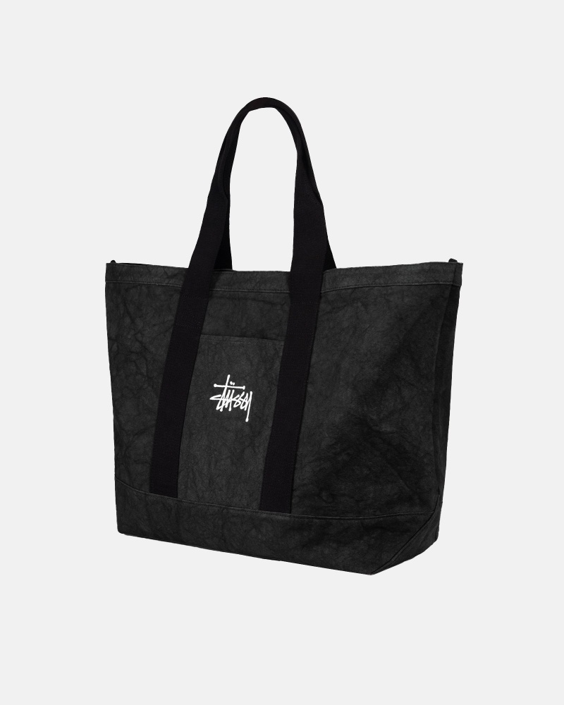 Washed Black Stüssy Canvas Extra Large Tote Bag | DZSN8-0675