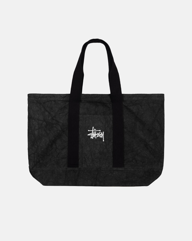 Washed Black Stüssy Canvas Extra Large Tote Bag | DZSN8-0675