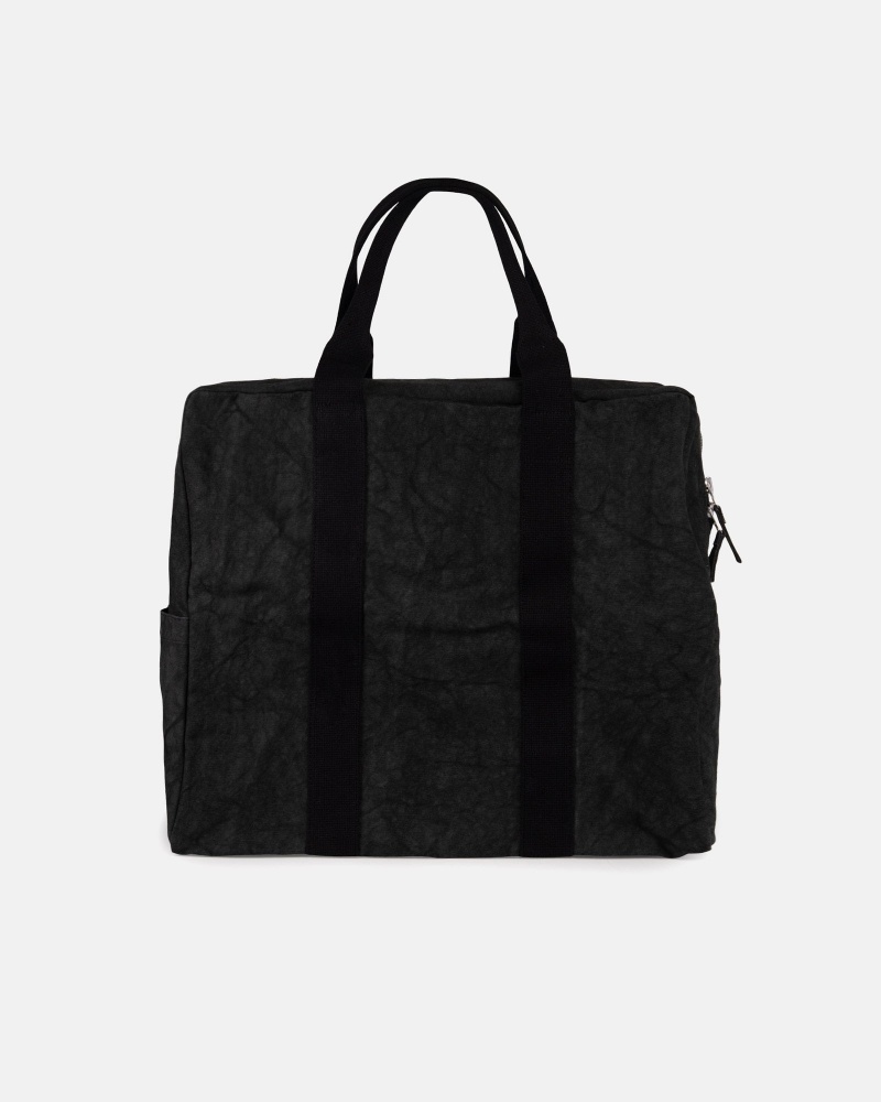 Washed Black Stüssy Canvas Flight Bag | PKEA2-4017