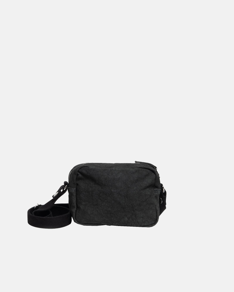 Washed Black Stüssy Canvas Side Pouch | BRMY-36540