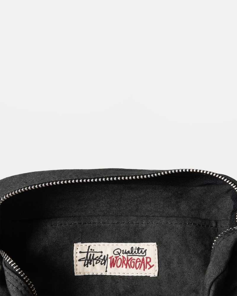 Washed Black Stüssy Canvas Side Pouch | BRMY-36540