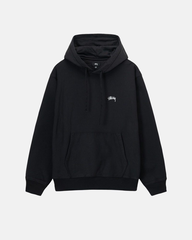 Washed Black Stüssy Stock Logo Hoodie | ODQW4-8137