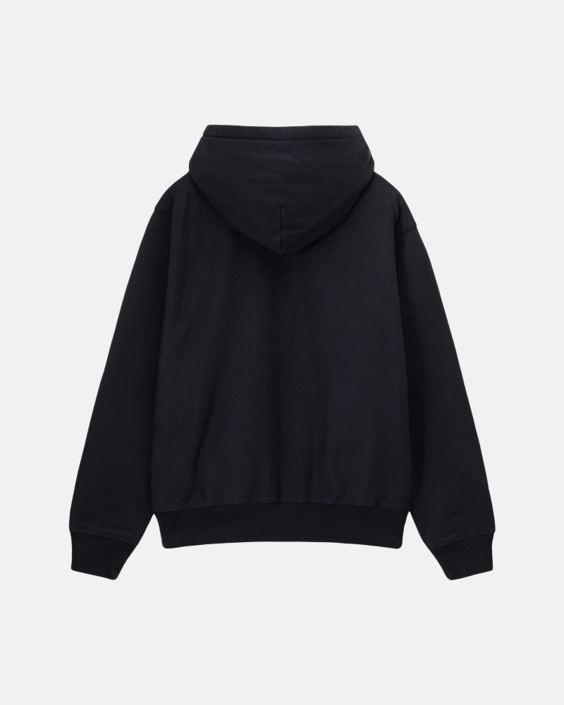 Washed Black Stüssy Stock Logo Zip Hoodie | VJKI3-9865