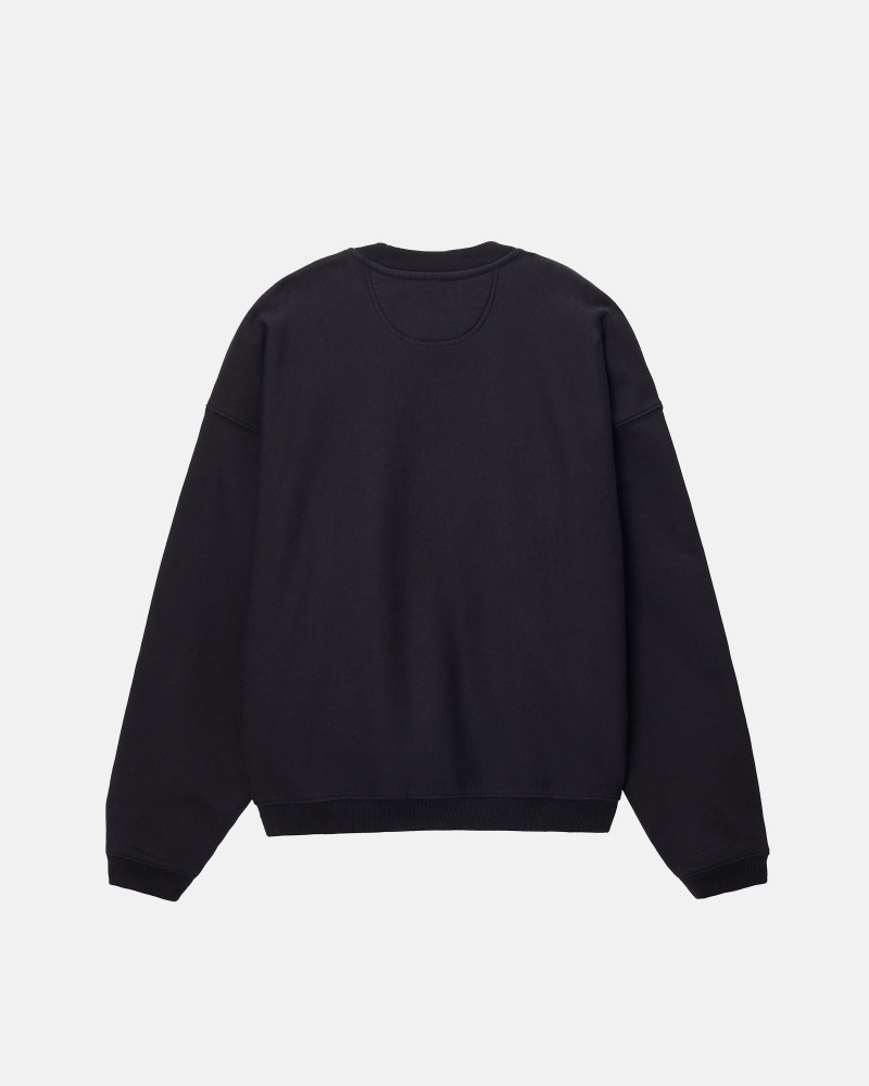 Washed Black Stüssy Sport Relaxed Oversized Crew | AJCH4-5901