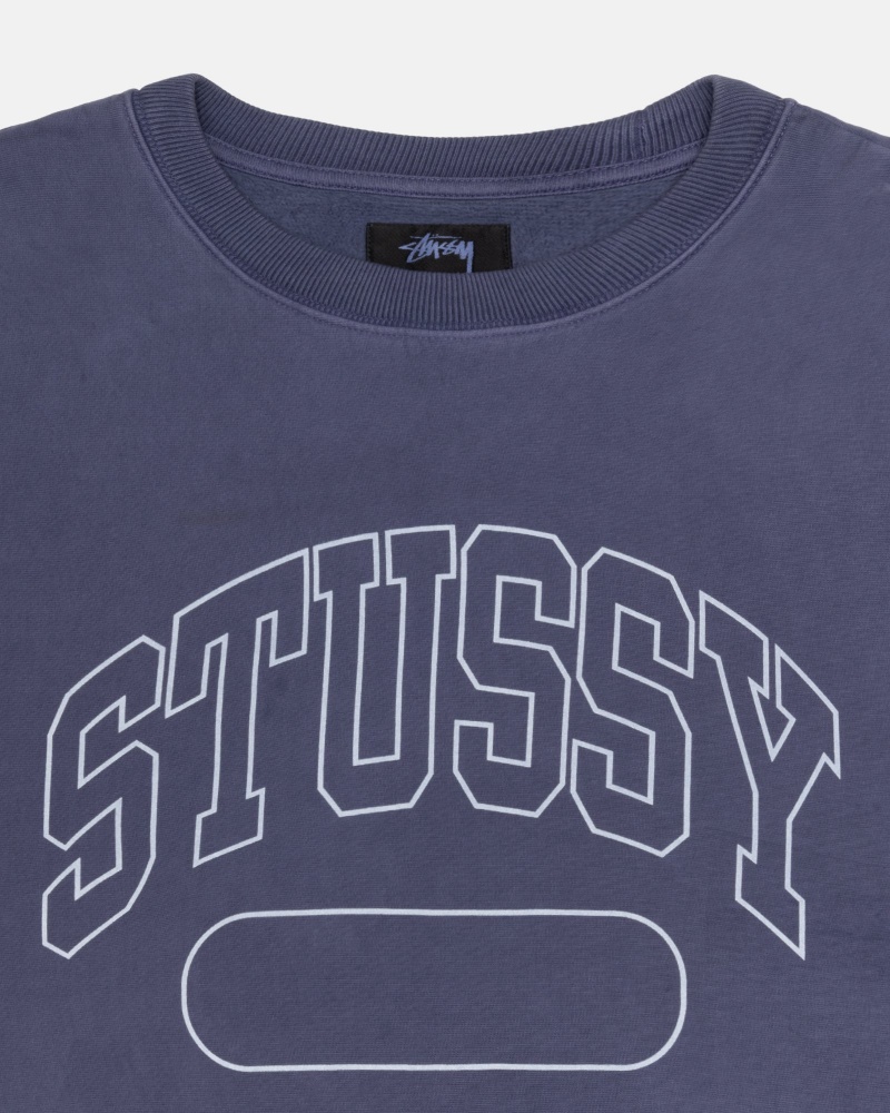 Washed Blue Stüssy Varsity Oversized Crew | DXLP9-4120