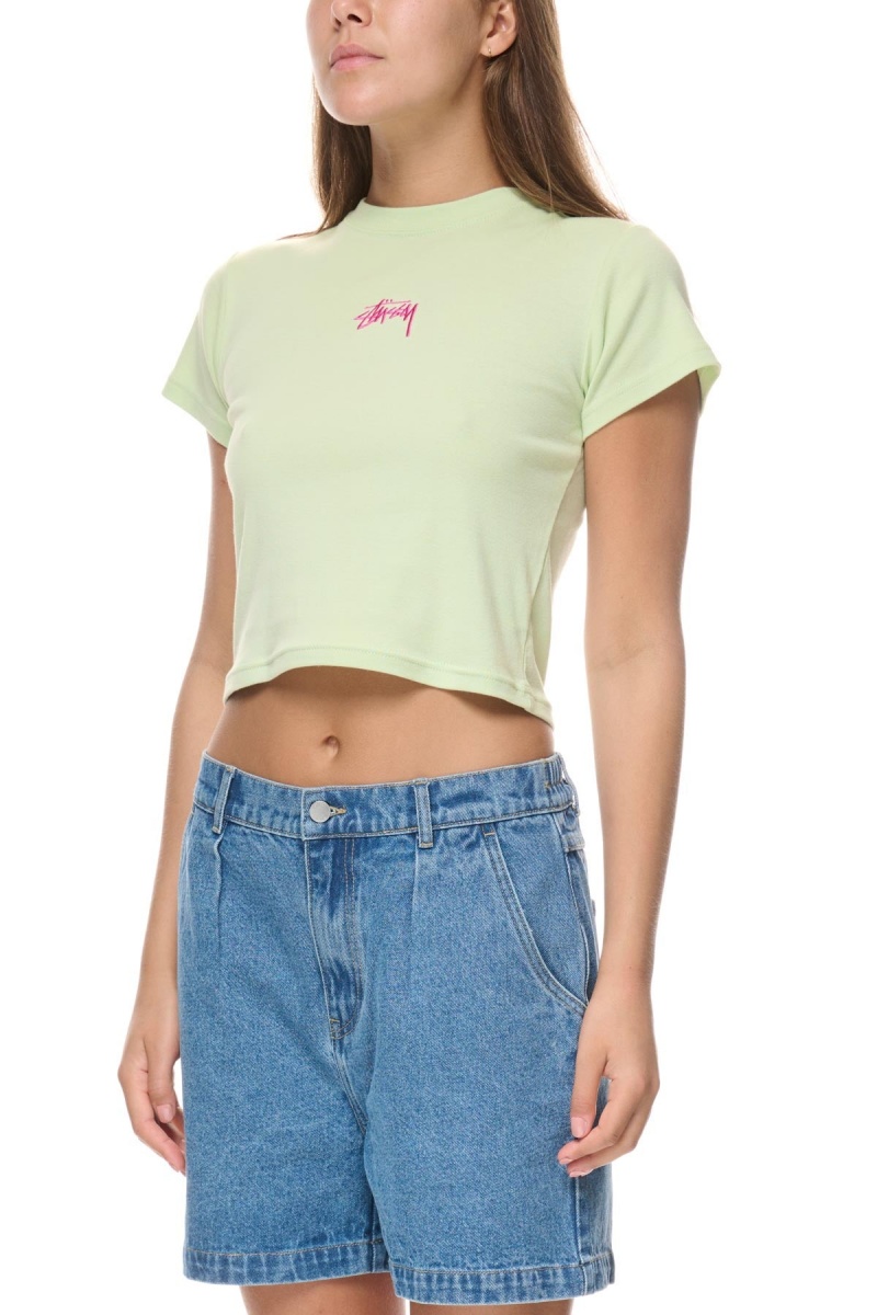 Washed Green Stüssy Graffiti Rib Tee | AUXFGC-851