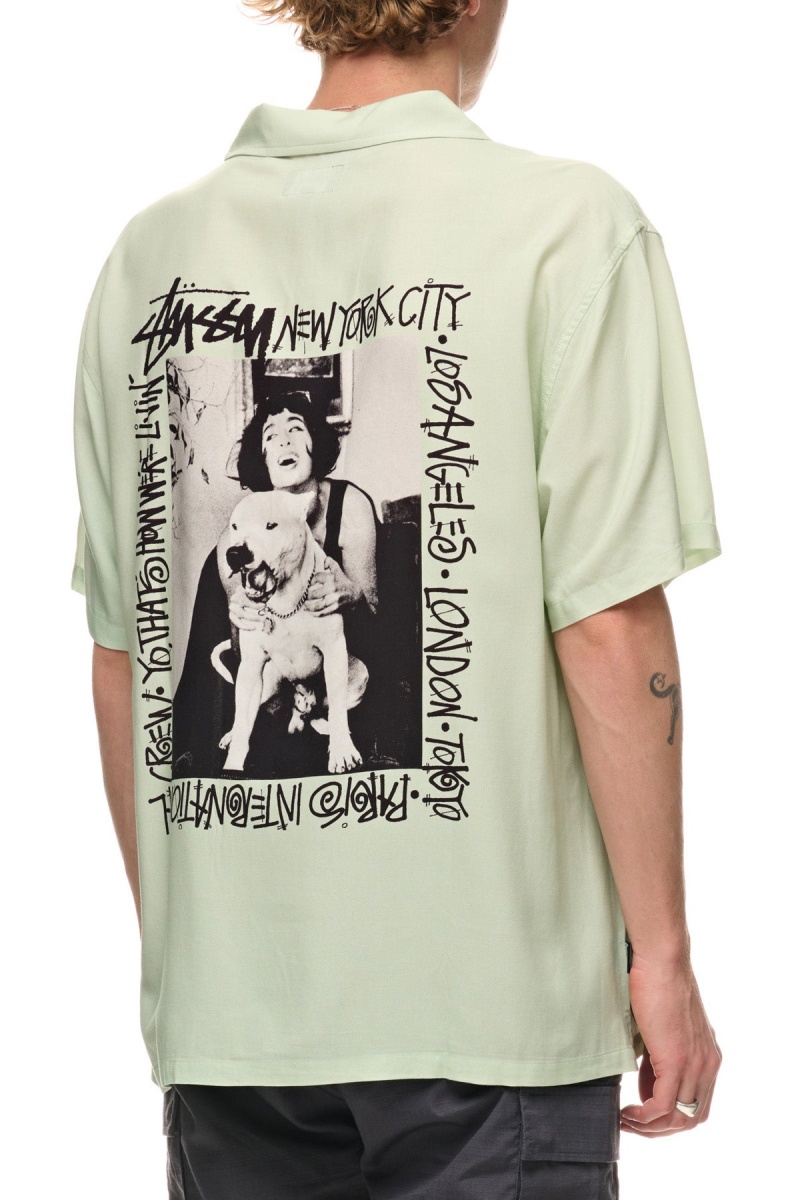 Washed Green Stüssy How We'Re Living Ss Shirt | QVICRP-028