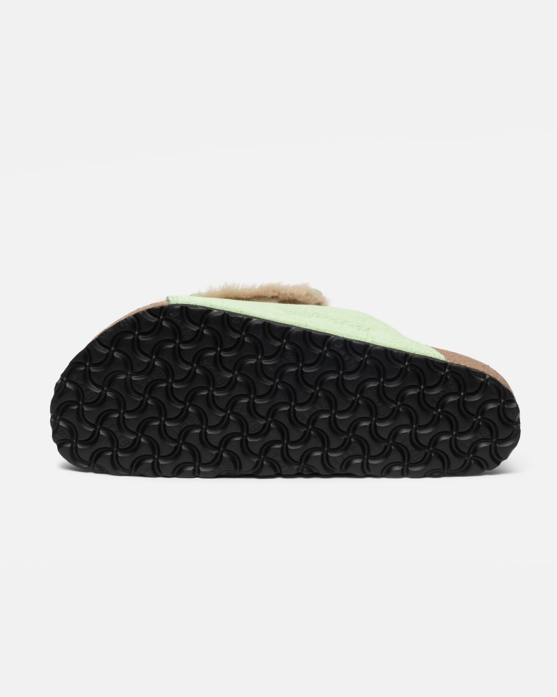 Washed Green Stüssy & Birkenstock Solana Shearling Slide | NSJM9-5146