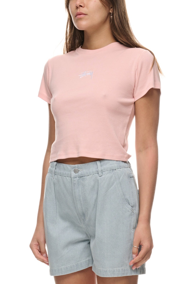 Washed Pink Stüssy Graffiti Rib Tee | RJQLWC-842