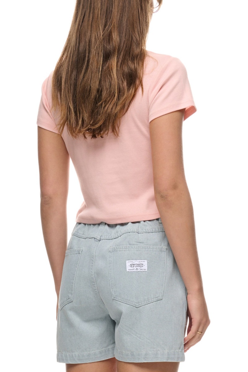 Washed Pink Stüssy Graffiti Rib Tee | RJQLWC-842