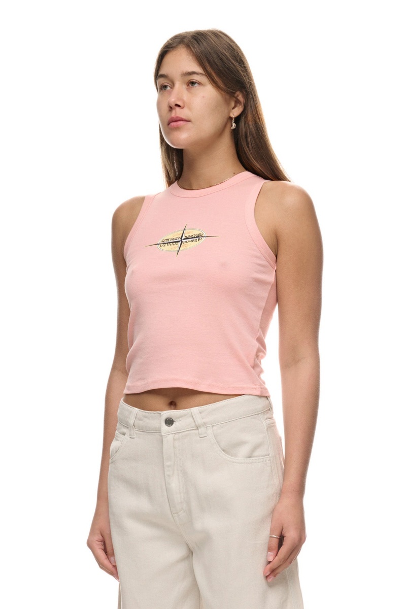 Washed Pink Stüssy Points Rib Tank | LFKODZ-056