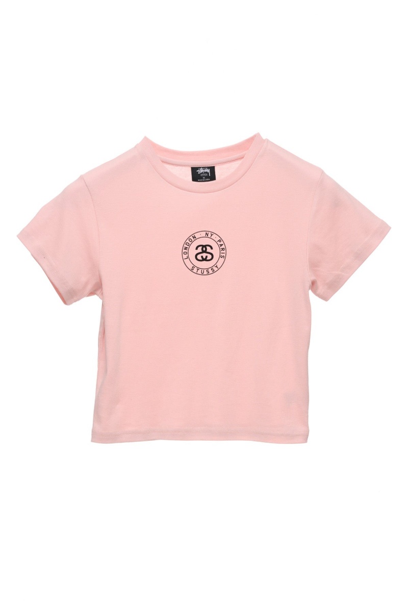 Washed Pink Stüssy Seal Rib Tee | PDRUMB-079