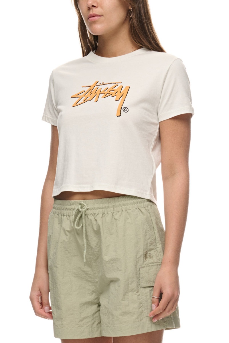 Washed White Stüssy Shadow Stock Slim Tee | YJZQVK-609