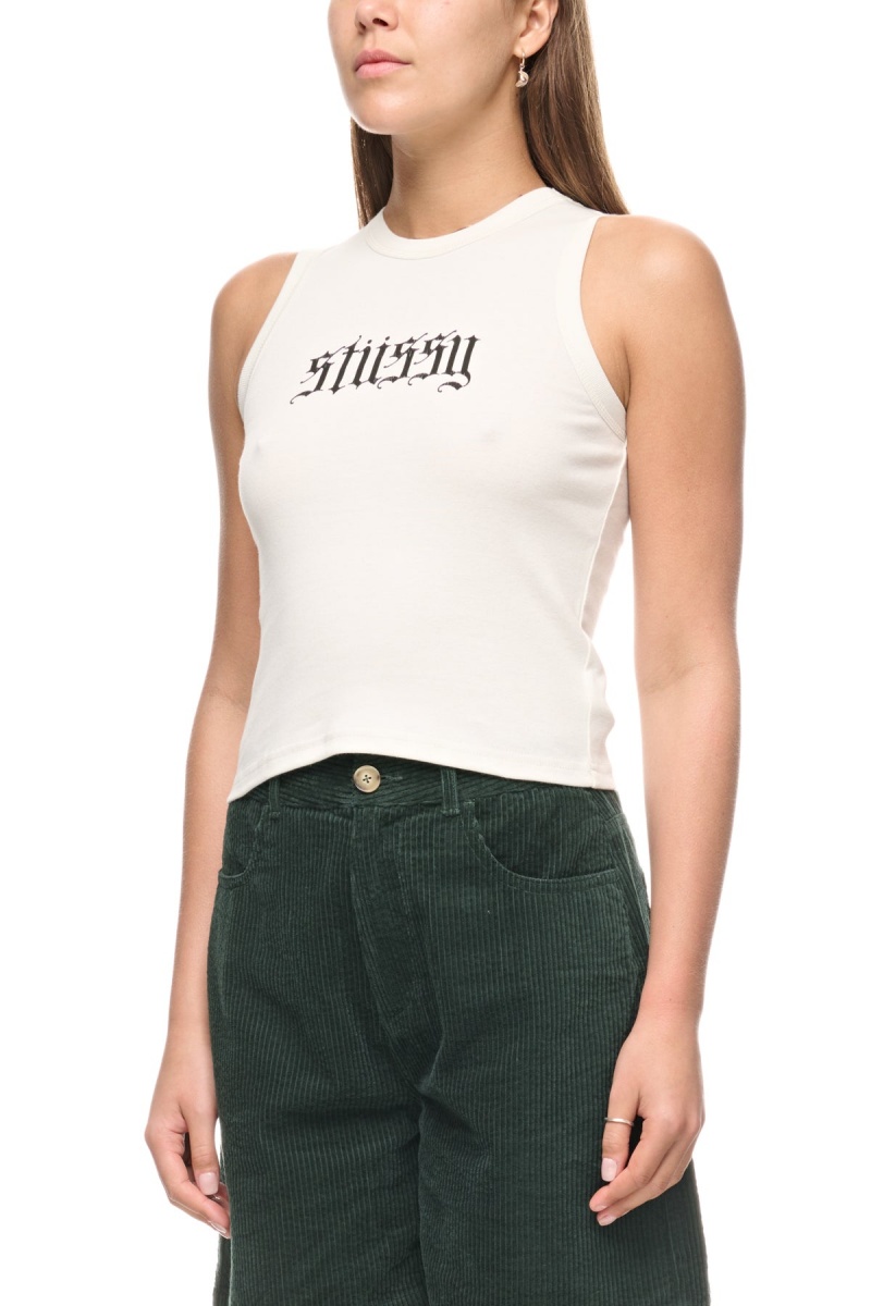 Washed White Stüssy Stussy Rib Tank | CWTDXM-638