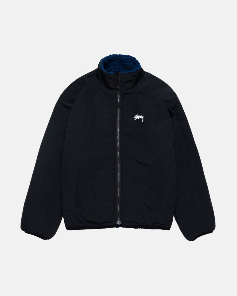 Weathered Blue Stüssy Sherpa Reversible Jacket | FVXM0-1682