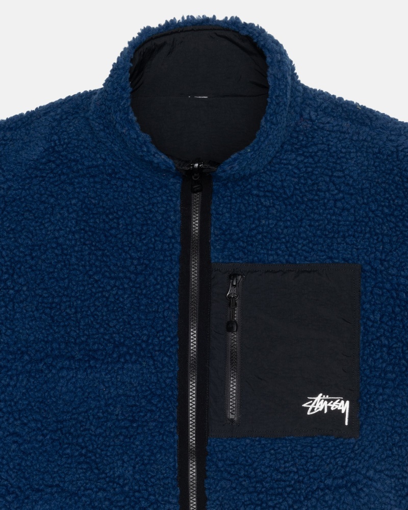 Weathered Blue Stüssy Sherpa Reversible Jacket | FVXM0-1682