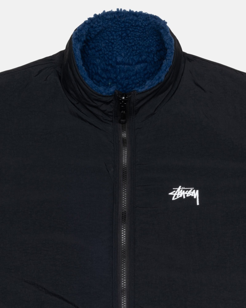 Weathered Blue Stüssy Sherpa Reversible Jacket | FVXM0-1682