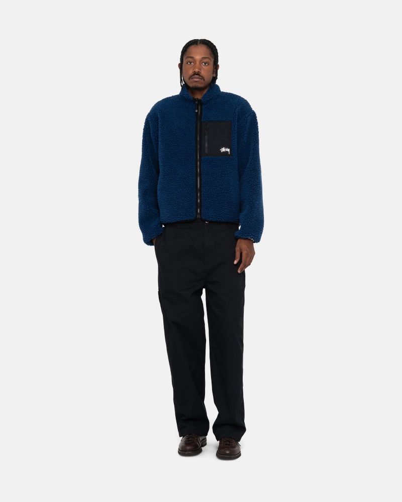 Weathered Blue Stüssy Sherpa Reversible Jacket | FVXM0-1682