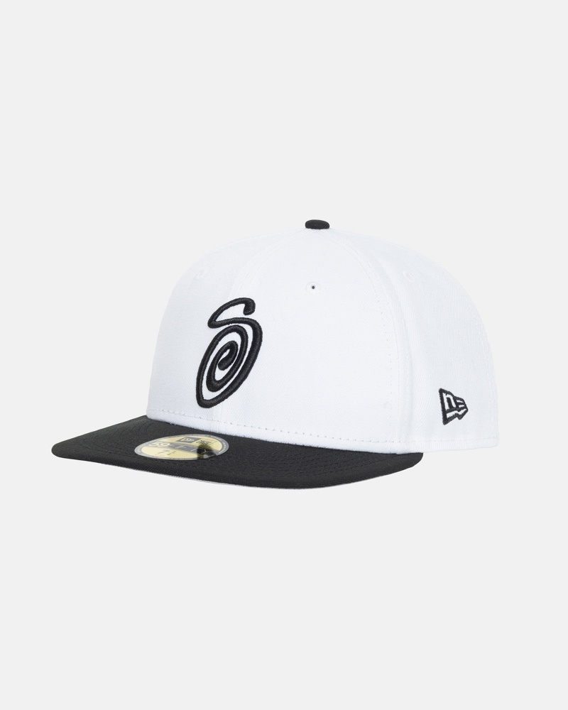 White/Black Stüssy New Era 59Fifty Curly S | PQNH5-4230