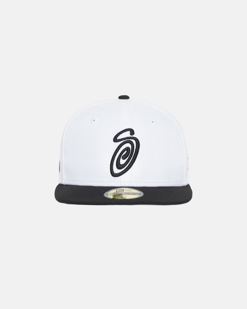 White/Black Stüssy New Era 59Fifty Curly S | PQNH5-4230