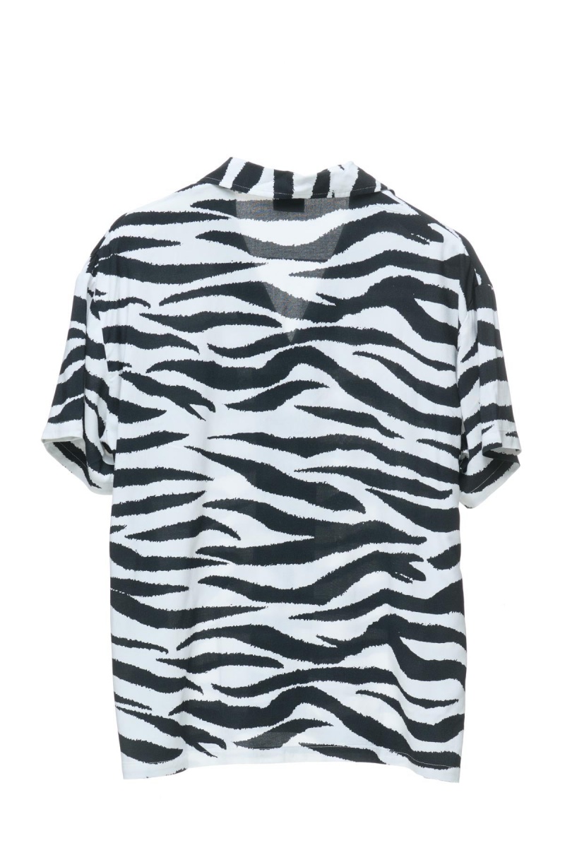 White/Black Stüssy Zebra Os Shirt | IJEQTB-423