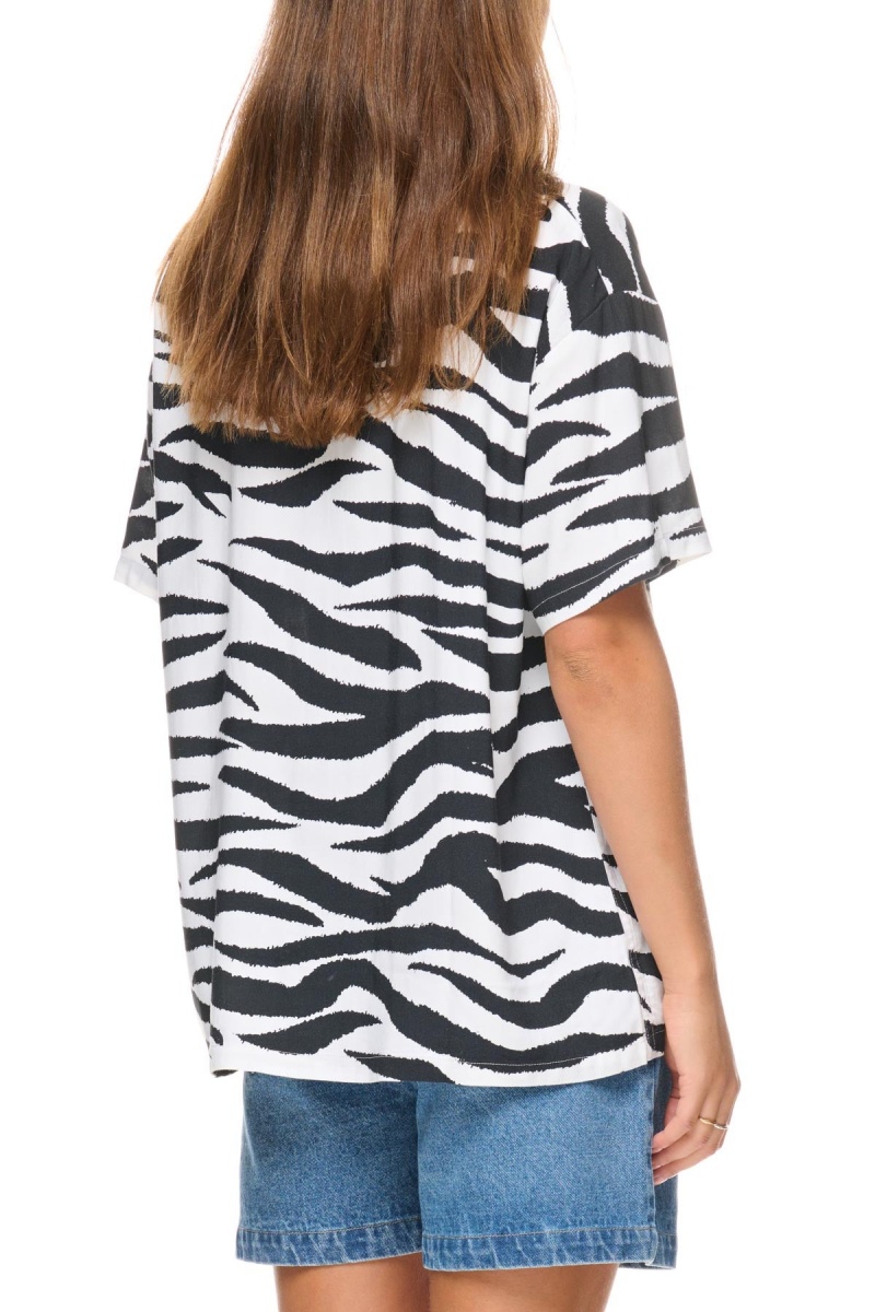 White/Black Stüssy Zebra Os Shirt | IJEQTB-423