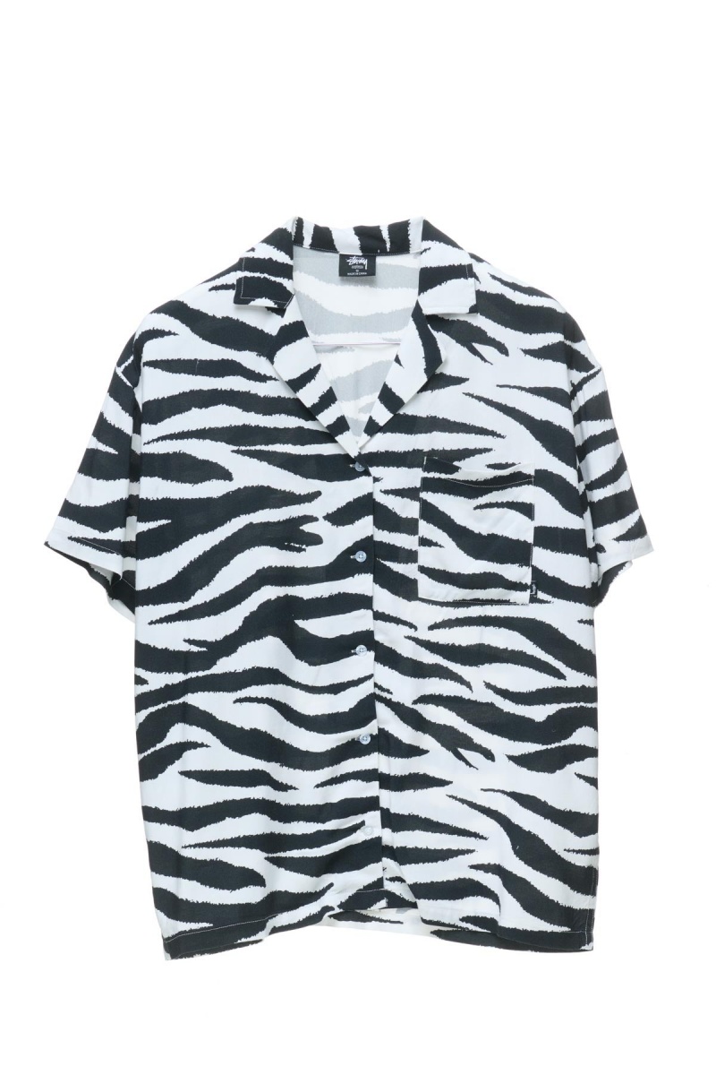 White/Black Stüssy Zebra Os Shirt | IJEQTB-423