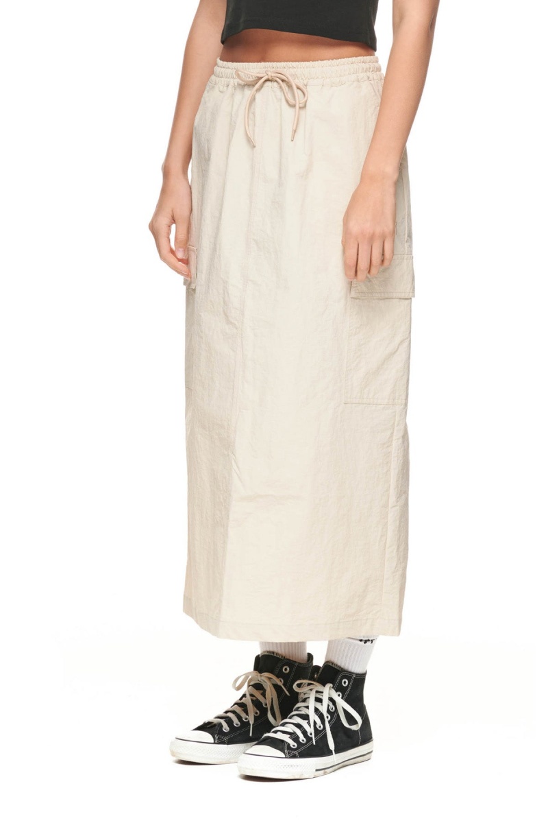 White Sand Stüssy Nylon Cargo Midi Skirt | LKNGRQ-983