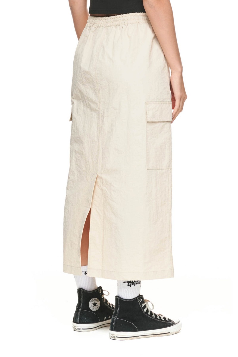 White Sand Stüssy Nylon Cargo Midi Skirt | LKNGRQ-983