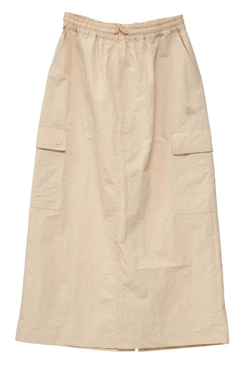 White Sand Stüssy Nylon Cargo Midi Skirt | LKNGRQ-983