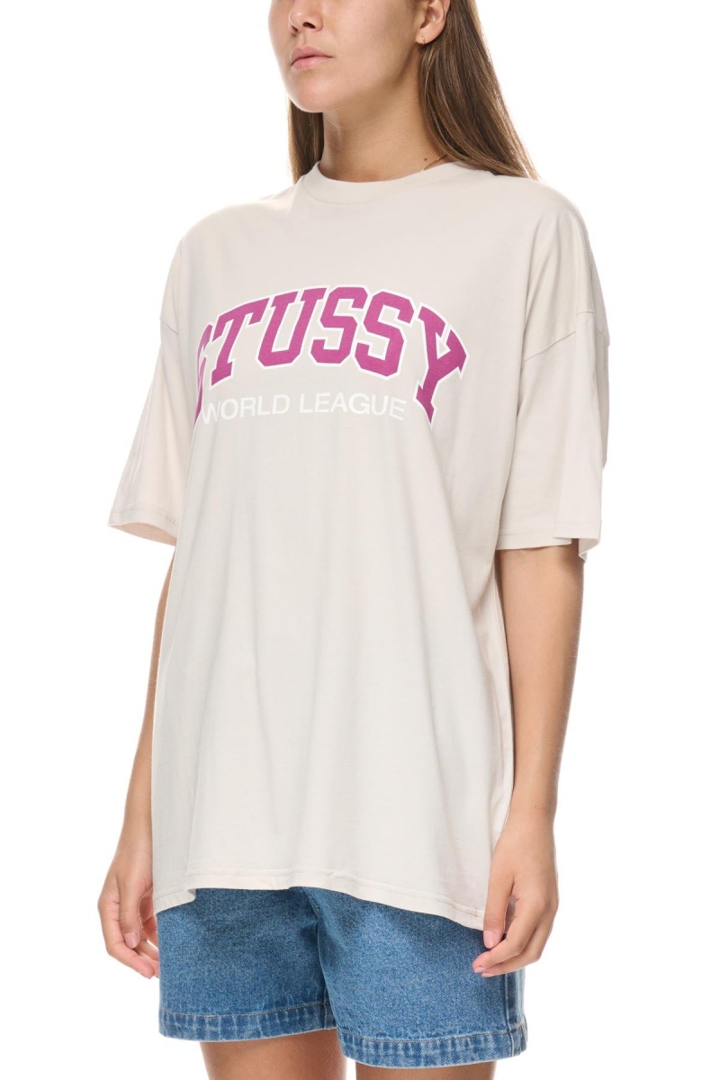 White Sand Stüssy World League Relaxed Tee | ZADUWK-496