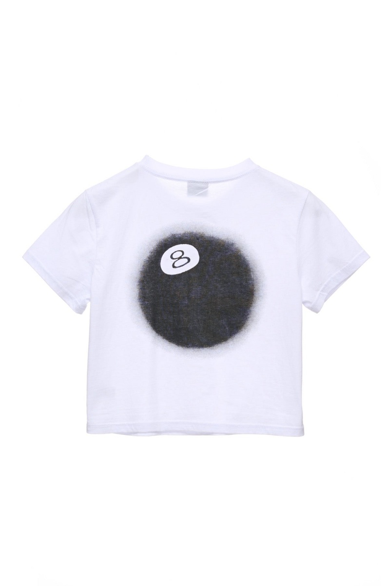 White Stüssy 8 Ball Fade Slim Tee | YFKQJC-928