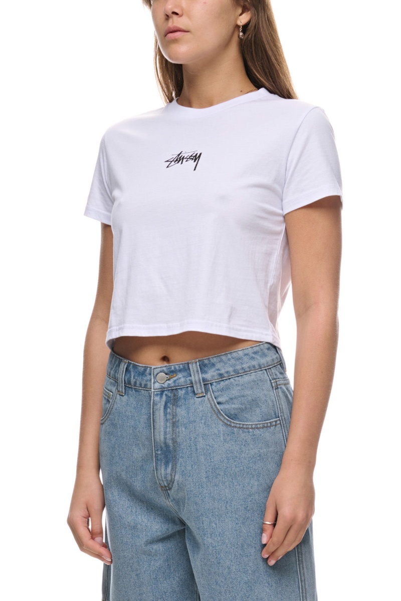 White Stüssy 8 Ball Fade Slim Tee | YFKQJC-928